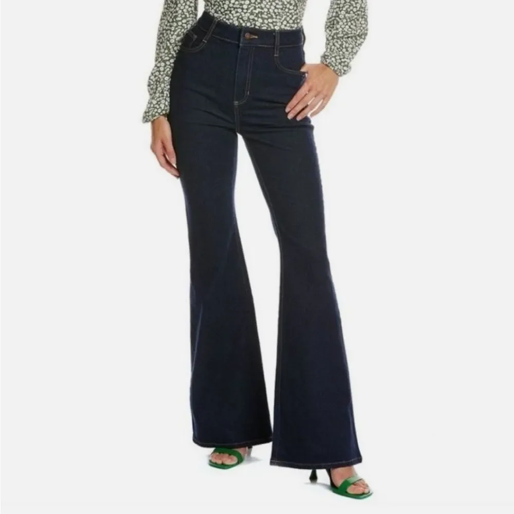 Boden High Rise Flare Jeans Dark Indigo Stretch Denim NWT 8